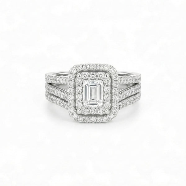 Item | Buy Royal Lovely Emerald Cut Moissanite Engagement Ring in 925 Sterling Silver | SPOP Enterprise Global